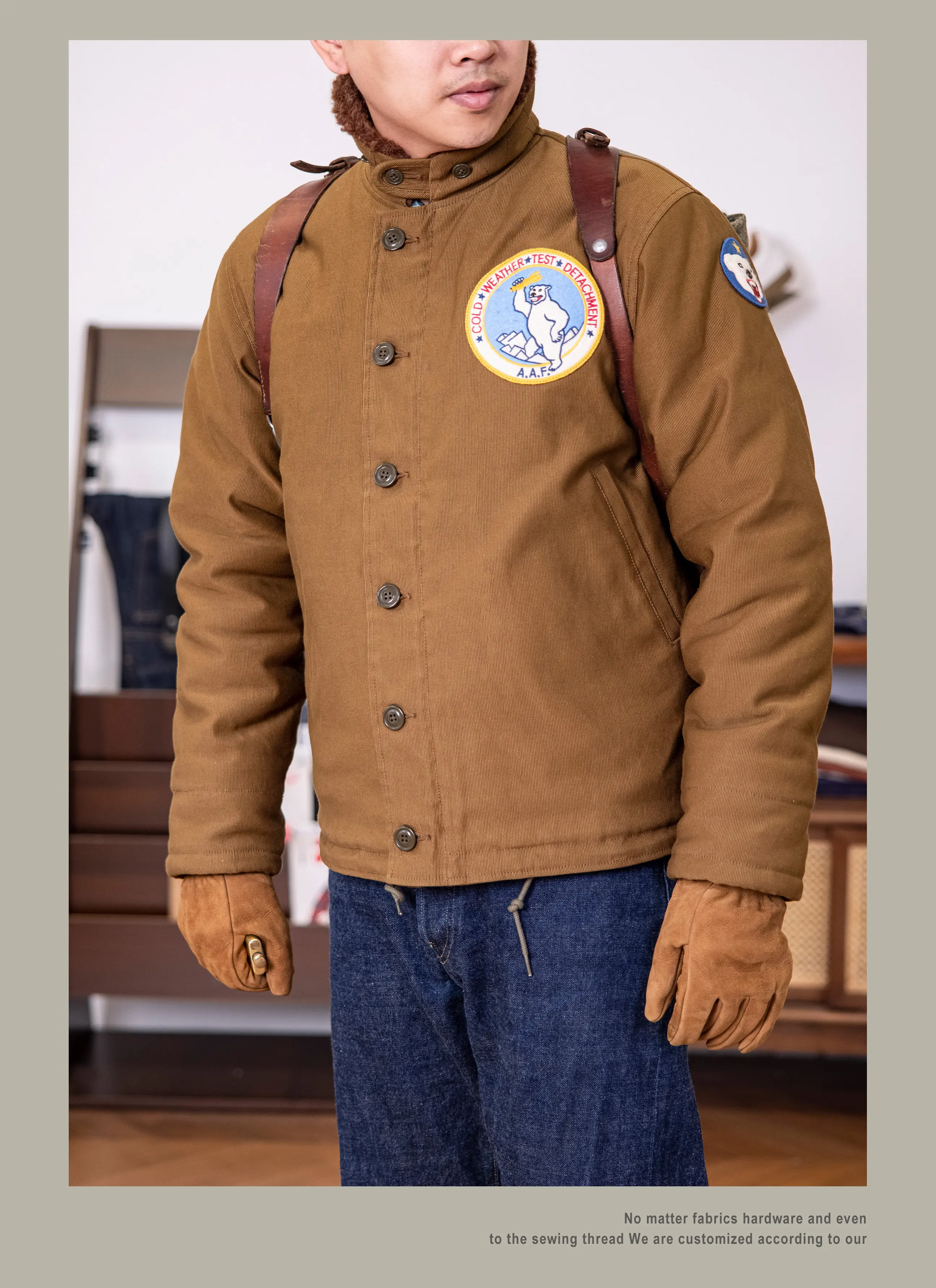 Red Tornado N-1 Deck Jacket Men US Navy Military Coat Loose Fit Thick Wool Lined Vintage Workwear Autumn Winter Outerwear