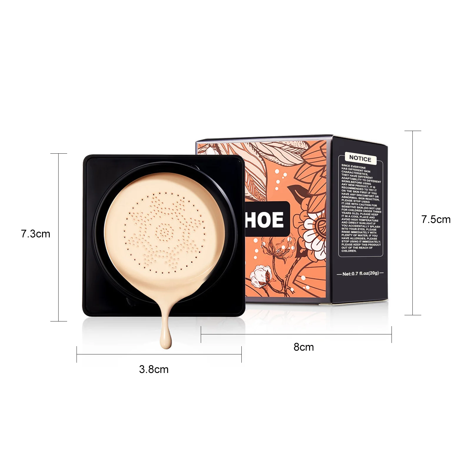 Air Cushion Base Foundation com cabeça de cogumelo, CC Cream, hidratante, hidratante, corretivo maquiagem, iluminar Skin Tone cosméticos