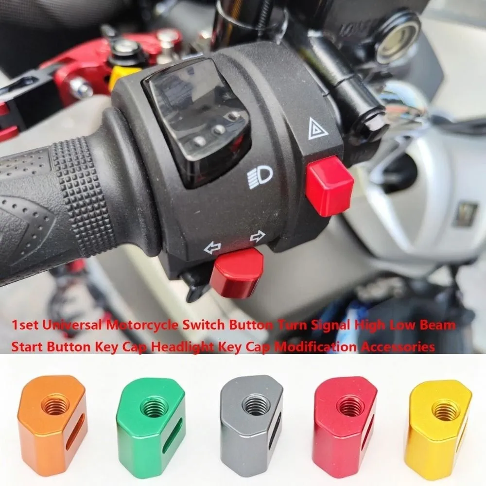 1set Universal Motorcycle Switch Button 8 Colors Aluminum alloy Turn Signal High Low Beam Start Button Key Cap Headlight Key Cap