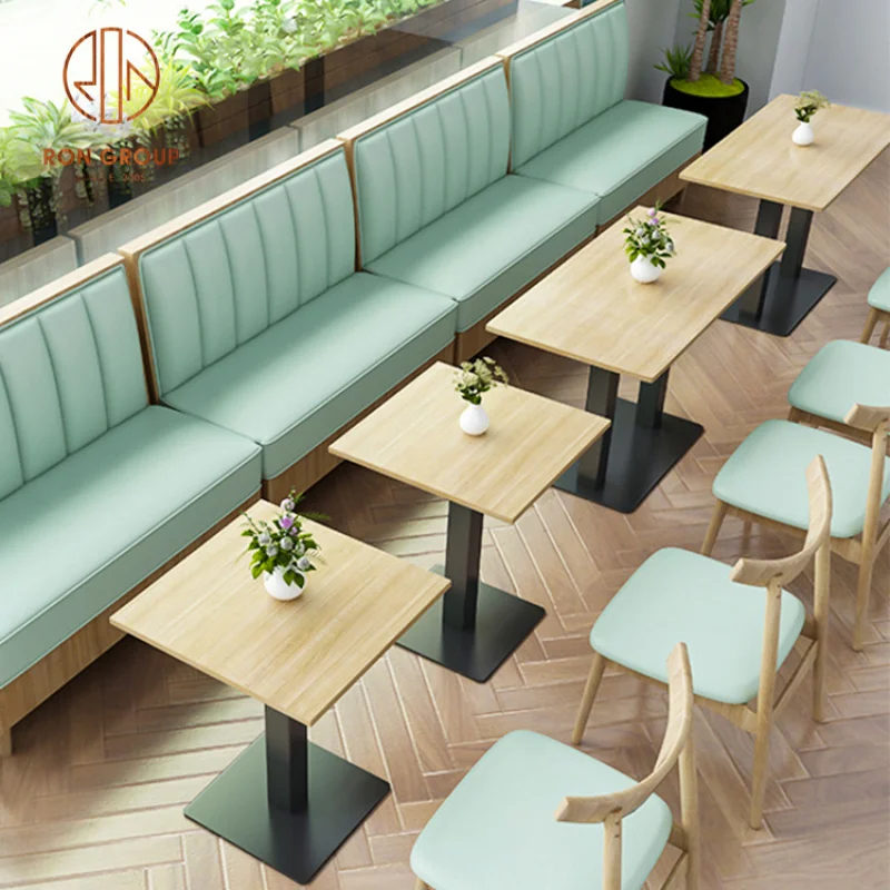 custom.Custom Coffee Shop square Fast Food Commercial Restaurant Simple Cafe Wood Modern Restaurant Furniture Table and Chairs S