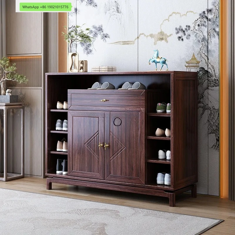 FG new Chinese black gold wood two-door shoe cabinet entrance door home light luxury high-end entrance locker