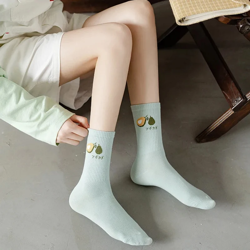 New Autumn Winter Women's Middle-Cut Socks - Trendy INS Japanese Style Fresh Floral Design, Cute Student Long Socks