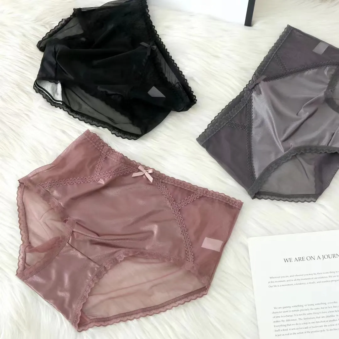 3PCS/Set Women\'s Panties Intimates Thin Net Girls Underwears Lace Plus Size 5XL Sexy Underpants