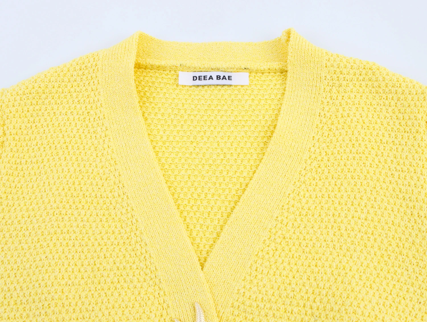 DEEABAE レトロスターボタン V ネック半袖ニットセーターカーディガン女性用、ゆったりと多用途、スリミングショートジャケット