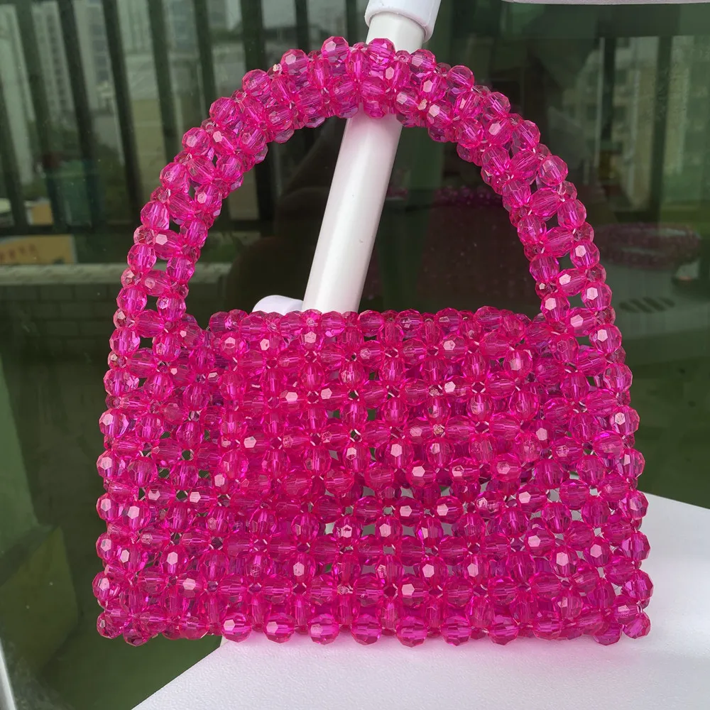 Handmade Bead Bag Long Chain Hand-Woven Celebrity Handbags Unique Design Ladies Party Bag Top-handle Phone Purses and Handbags