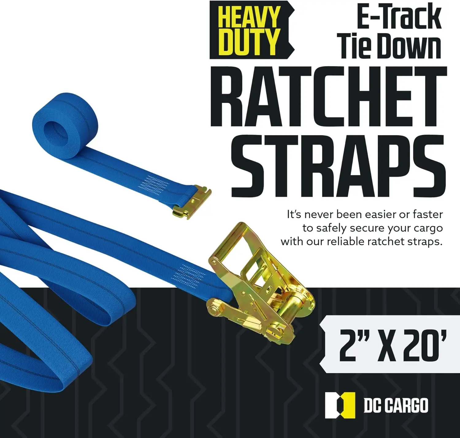 Track Ratchet Straps Cargo Tie-Downs, (Pack of 20) 2 x 20 Heavy Duty Blue Tie-Down Rachet Straps, Strong Ratchet Strap, E Trac