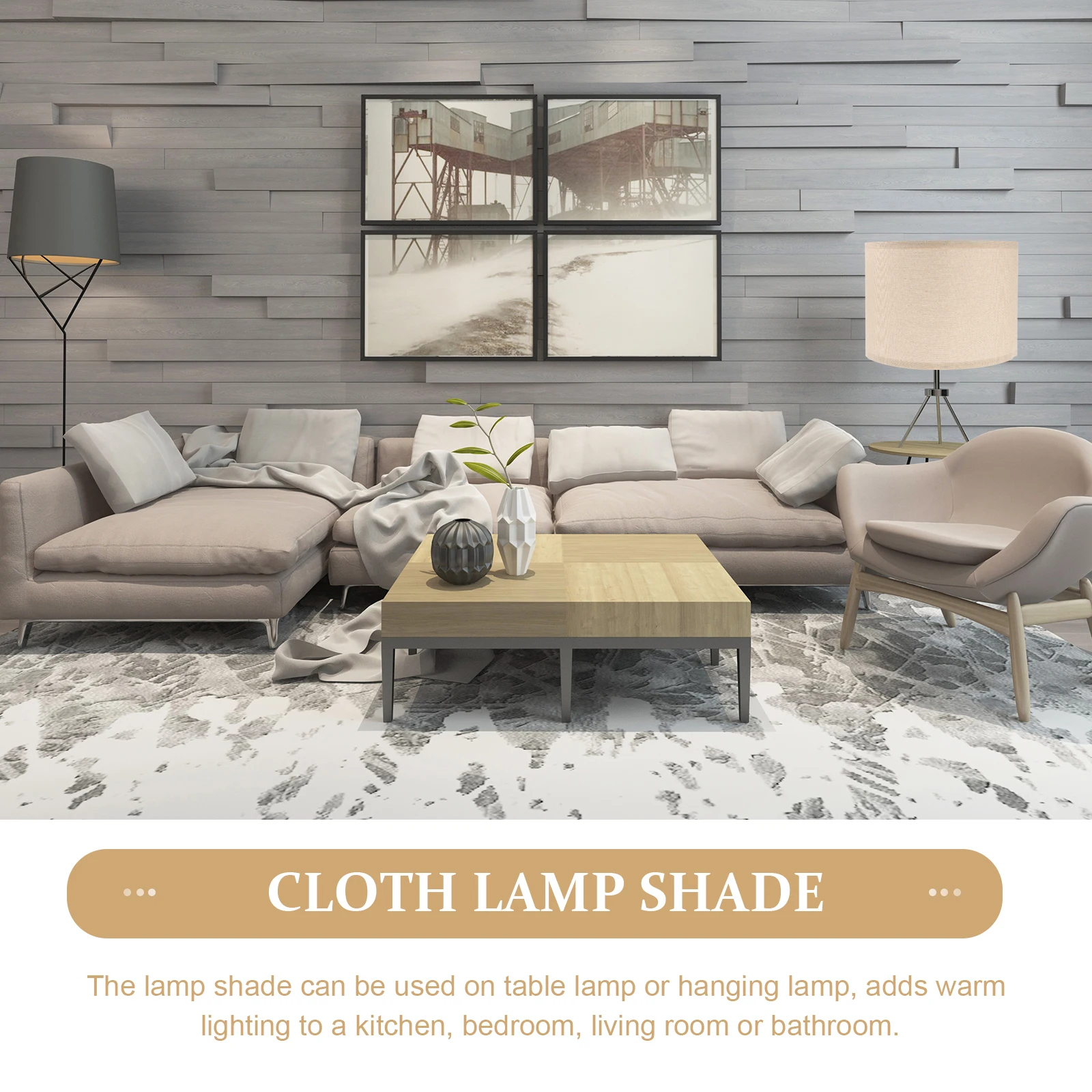 

2pcs Linen Lamp Shades 260x190MM Beige Grey Fabric for Table Bedside Lamps Home Bar Restaurant Durable Cloth Cover