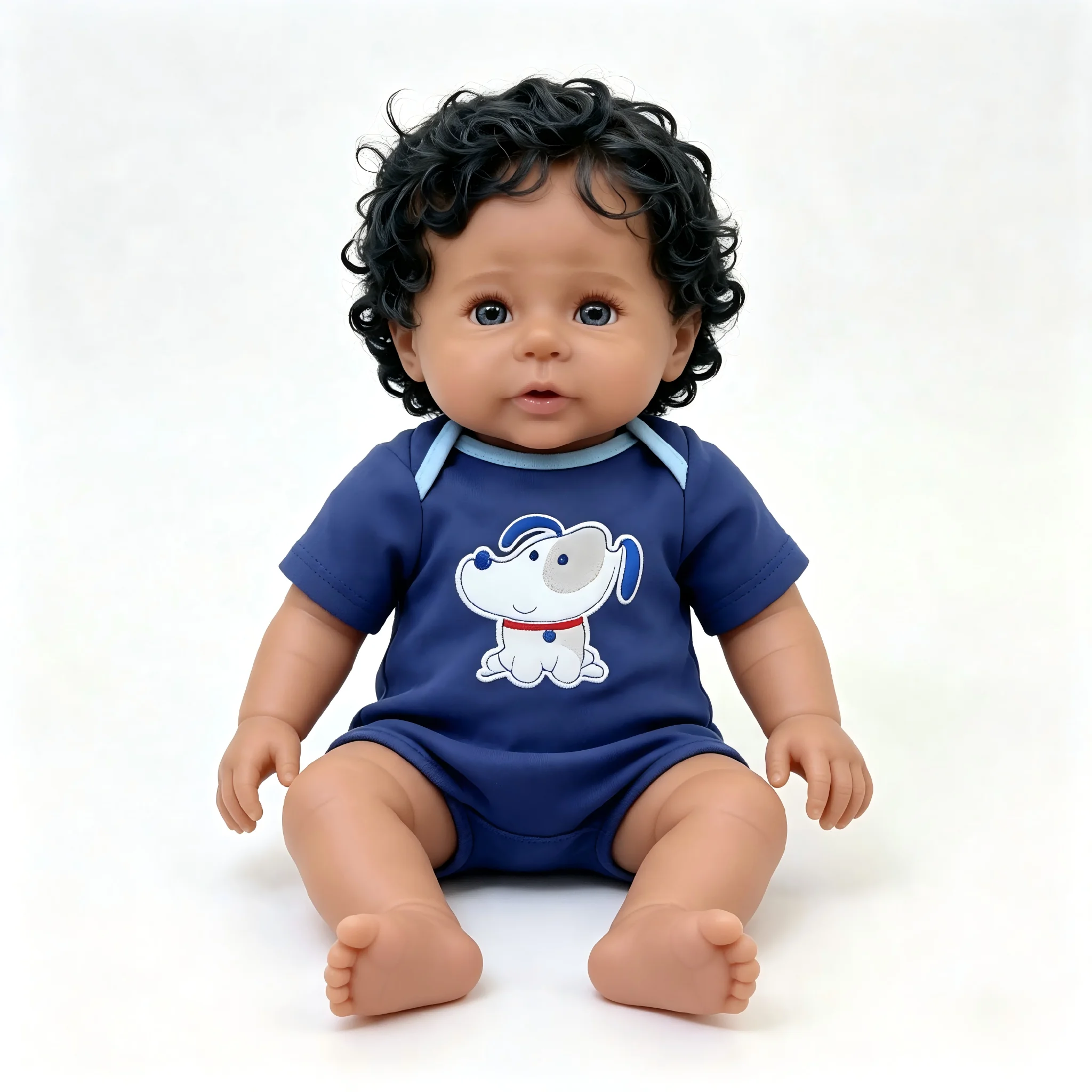 19-Inch Realistic Baby Doll Fuzzy Hair Hand-Painted Features Soft Vinyl Material Collectible Gift for Ages 3+ Birthday Holiday