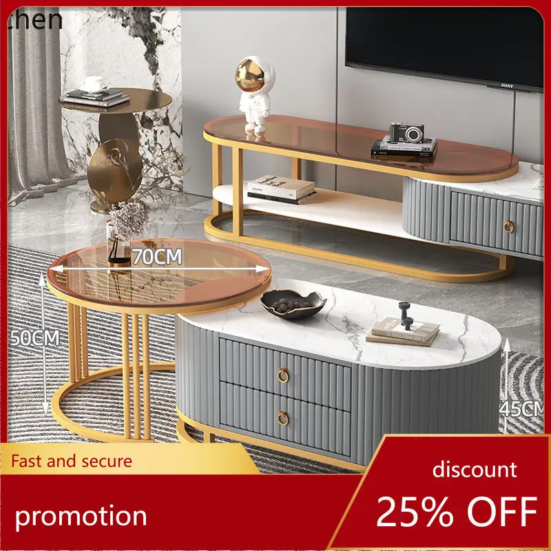 

YFY Modern Rock Slab Coffee Table TV Cabinet High-end Home Telescopic Coffee Table Side Table Combination