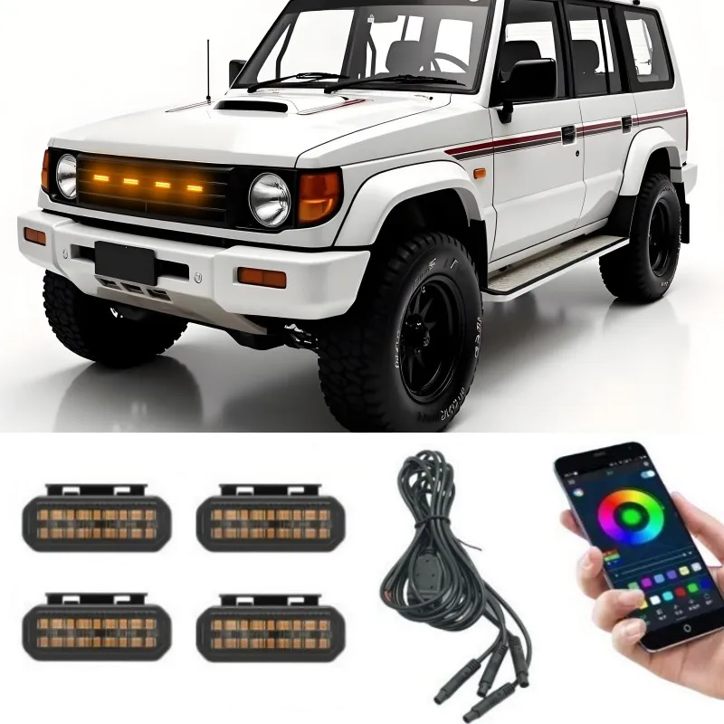 

Светодиодный передний светильник на решетке для Mitsubishi Pajero V31 V32 V33 V43, автомобильные дневные ходовые огни, колесные лампы для бровей для пикапа Offroad 12 В