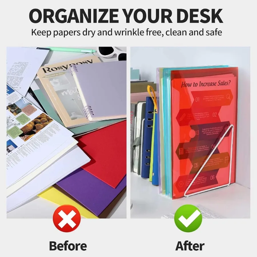 مجلدات الملفات البلاستيكية للمستندات 6 قطع مظاريف بلاستيكية قابلة لإعادة الاستخدام مجلدات الملفات الواضحة أكياس الملفات حامل المستندات حجم A4 #3