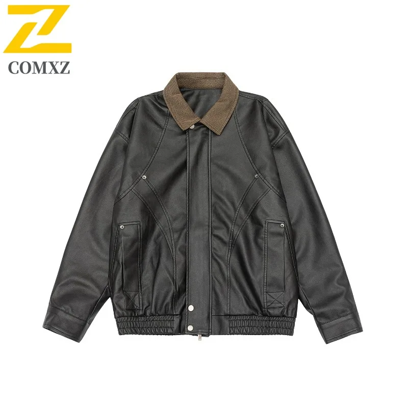 

COMXZ 2025, осень-зима, новые мужские трендовые свободные кожаные повседневные пальто, модная свободная куртка, контроль цены 239