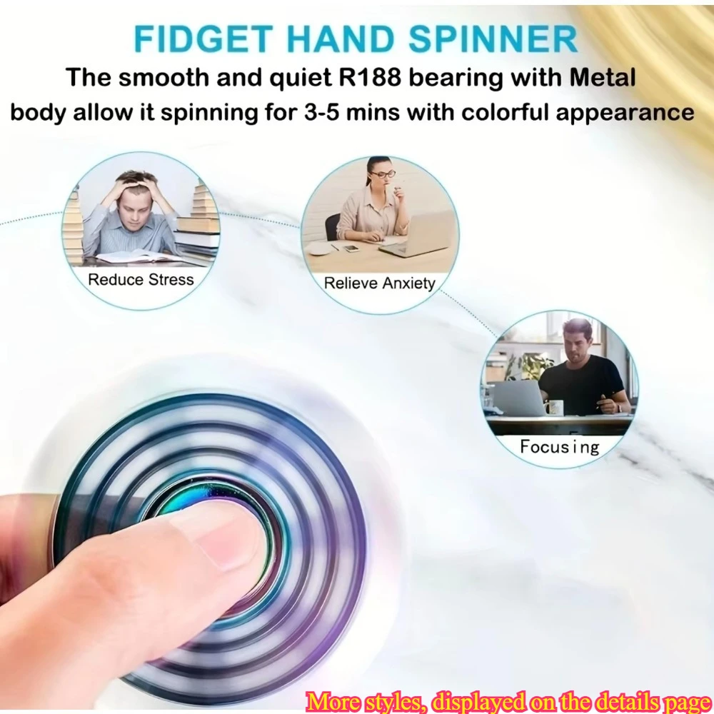Rainbow metal finger high-speed rotator, EDC gyro blind box, used to relieve stress and anxiety in adults