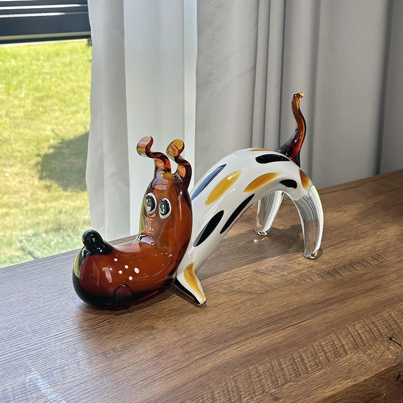 

Стеклянный орнамент в виде скульптуры собаки, роскошная цветная глазурь, художественная работа, статуя модели животного, украшение для гостиной, офиса, рабочего стола, скандинавские подарки