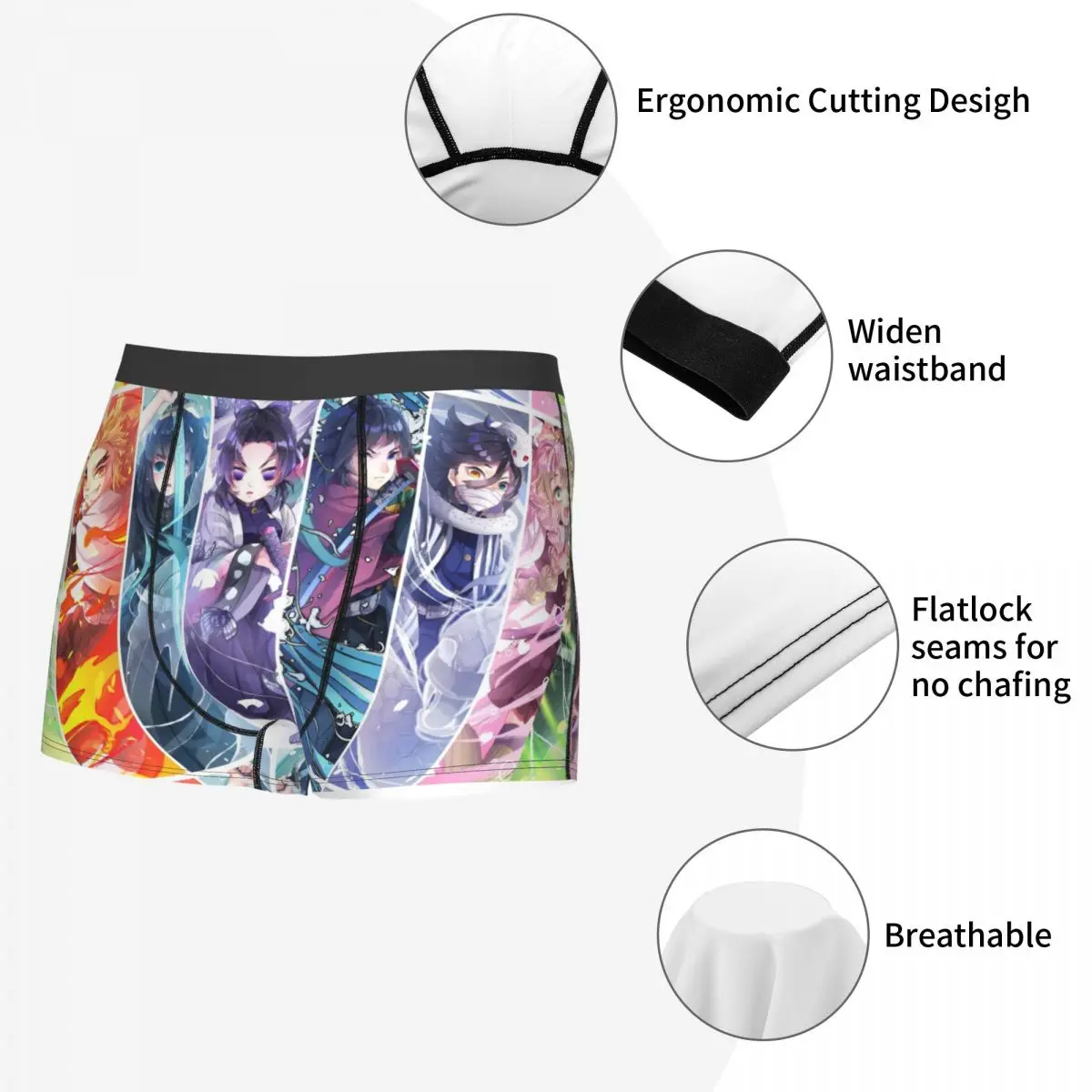 Men's Special Demon Slayer Underwear, Kimetsu No Yaiba Boxer Briefs, Roupa Interior Altamente Respirável, Shorts Estampados em 3D, Qualidade Superior, Idéia Presente