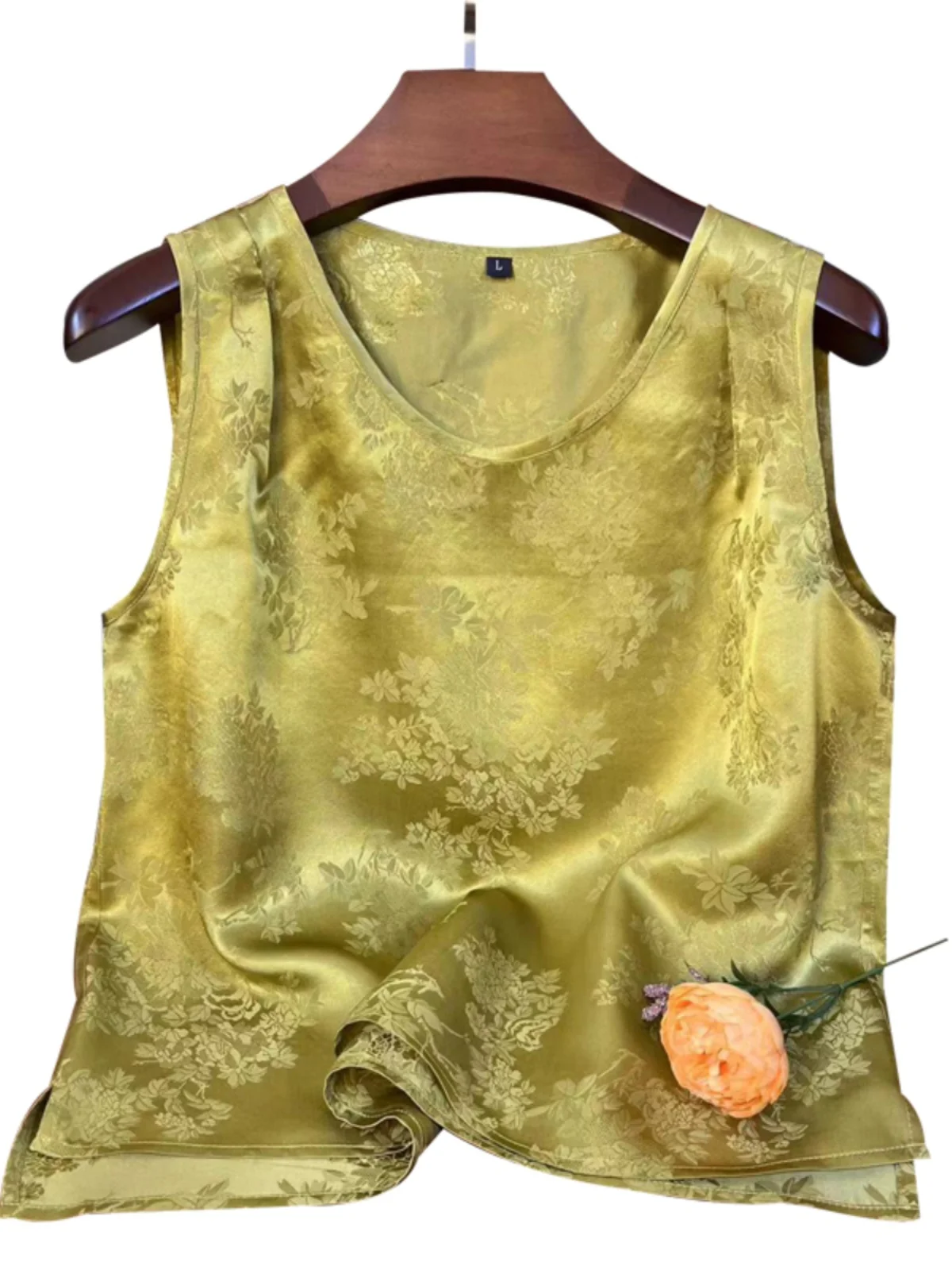 High Quality Luxury Real 100% Silk Vest Bottoming Shirt Top Versatile Women's Clothing