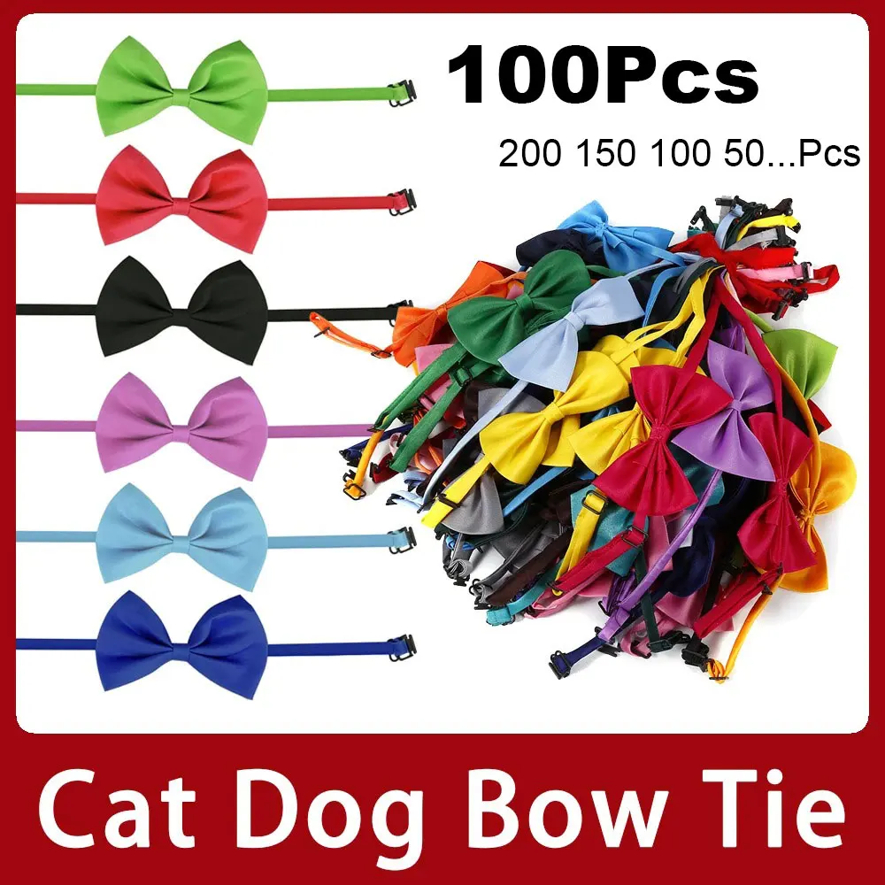 Wholesale 100Pcs Adjustable Cat Dog Bow Tie Lots Neck Tie Pet Dog Bow Puppy Bows Collar For Kitten Collar Pet Accessories