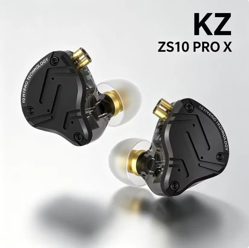 KZ ZS10 Pro X 4BA 1DD Hybrid IEM 10mm Dynamic Driver In Ear Monitor Detachable 0.75mm 2Pin Cable Metal Shell Gaming HiFi Earbuds for Audiophile