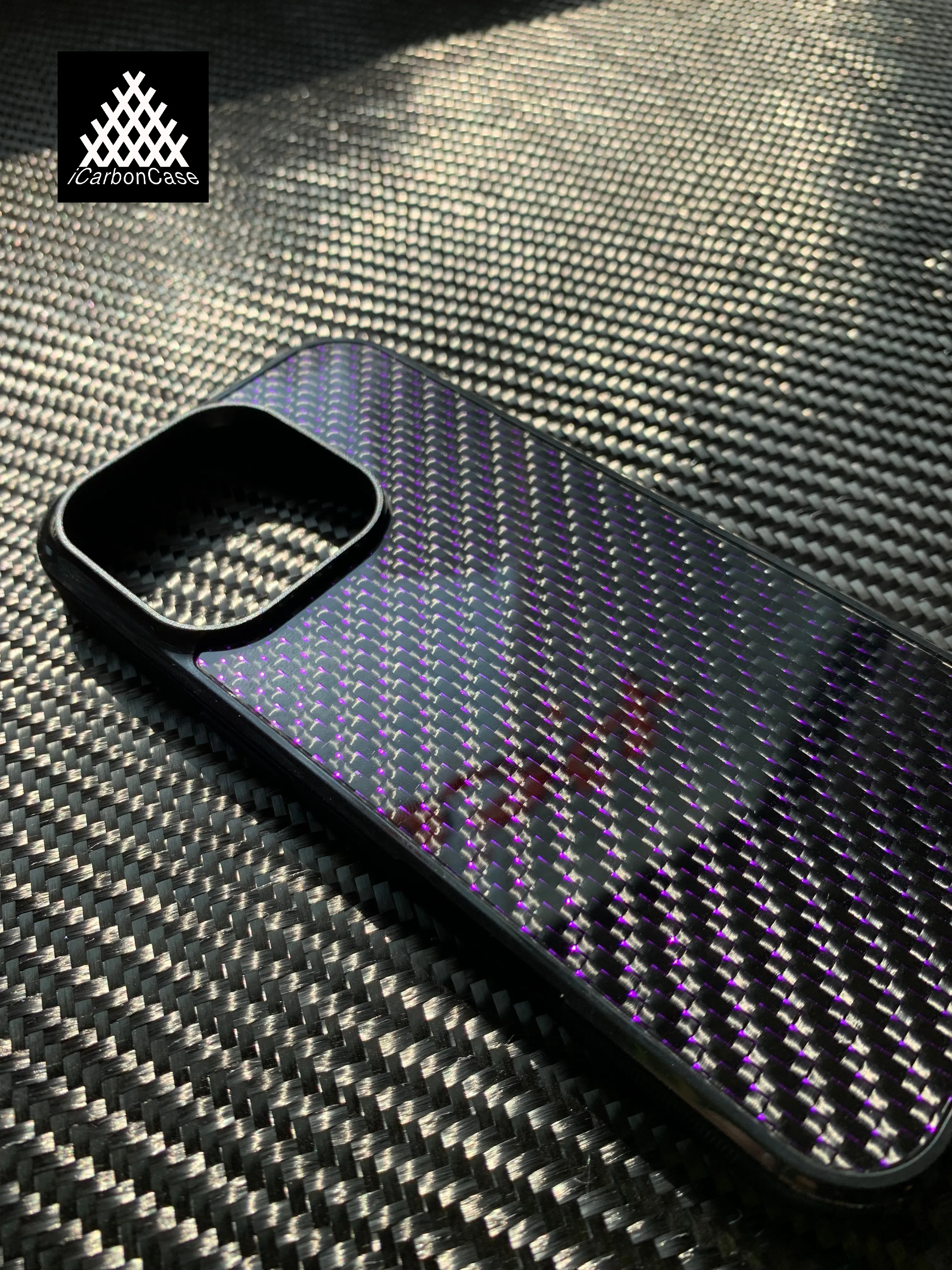 Purple Magnetic Real Woven Carbon Fiber Phone Case for iPhone 16  15 14 13 12 11 Pro Max Wireless Charging Cover with Magsafe