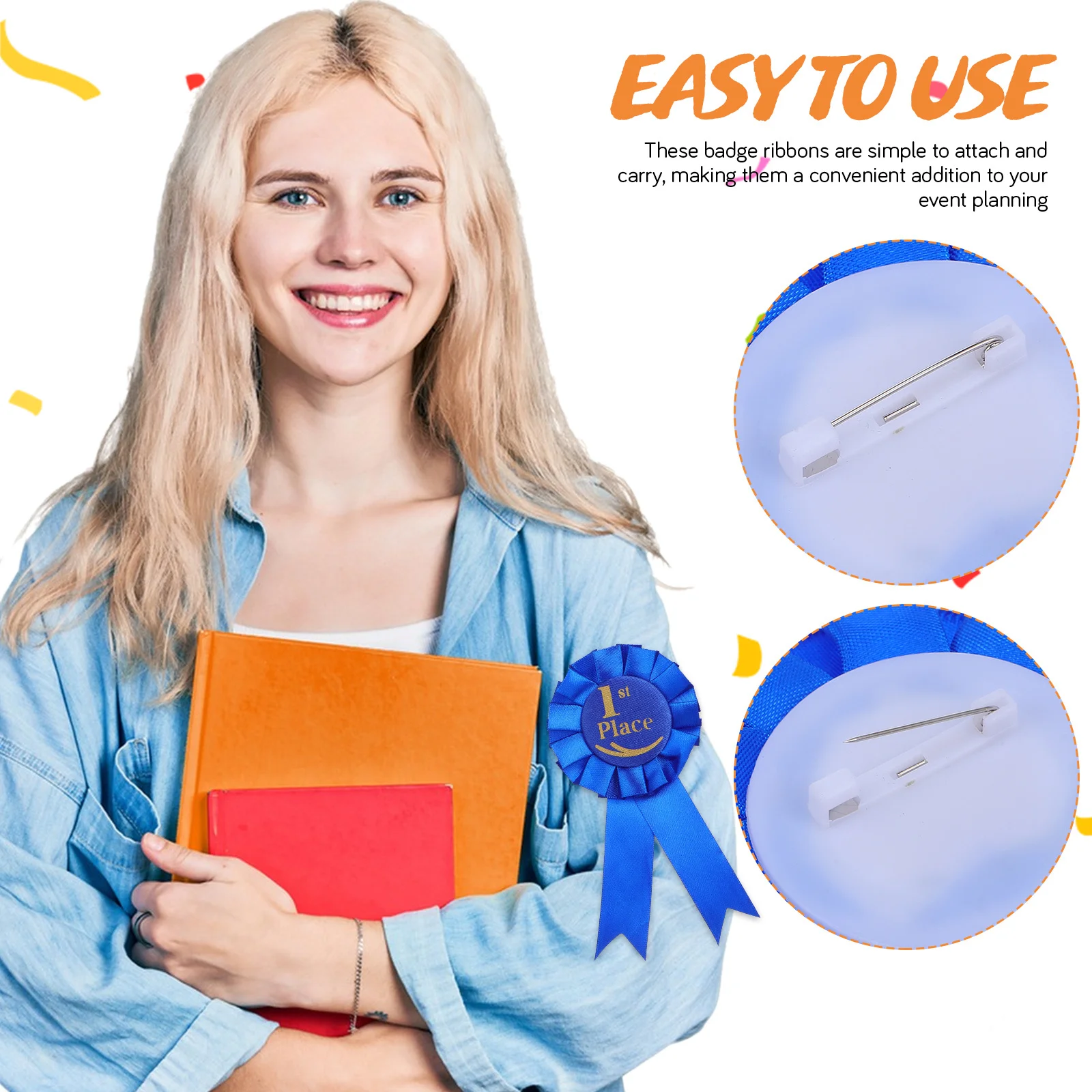 Zestaw 6 szt. wstążek na odznaki, wstążki na pierwsze i drugie miejsce, na zawody sportowe szkolne, imprezy halloweenowe, konkursy, zwycięstwa.