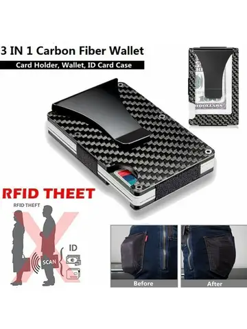 Minimalist Carbon Fiber RFID Holder Ultra-thin Mini ID Credit Card Holder Aluminum Alloy Men's and Women's Wallet