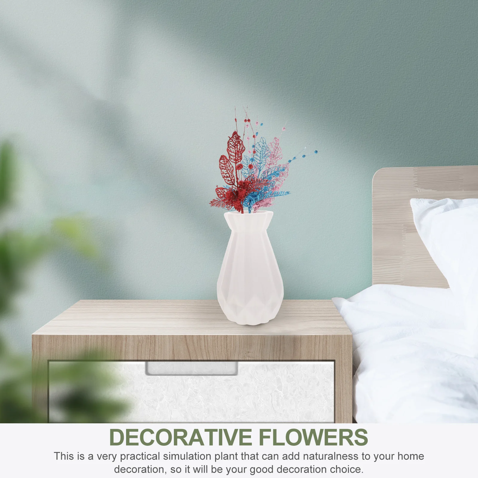 

3Pcs Faux Plant Decorative Artificial Plant Christmas Style Tabletop Home Office Decor Room Accessories Home Supply