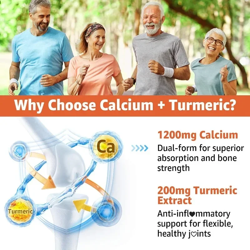Calcium Gummies & Turmeric - Calcium 1200mg with Vitamin D3 K2  5000 IU