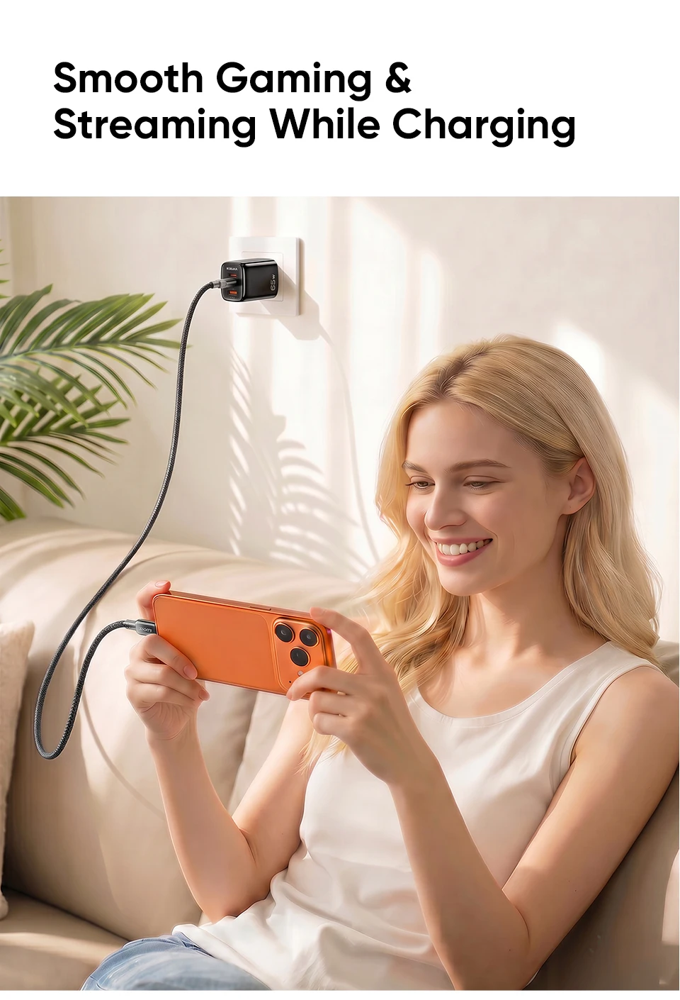 KUULAA 65W GaN Ladegerät Typ C Quick Charge 4.0 3.0 PD USB-Ladegerät für iPhone 17 16 15 Pro Max Schnellladegerät für Laptop PD-Ladegerät – Detail 7