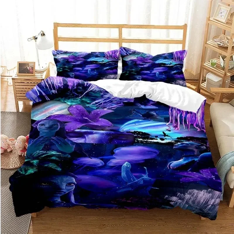 

Hot Movie Avatar Creative Cartoon Themed Bedding Set Colorful Print Polyester Dormitory Bed Sheet Quilt Cover Home Textiles