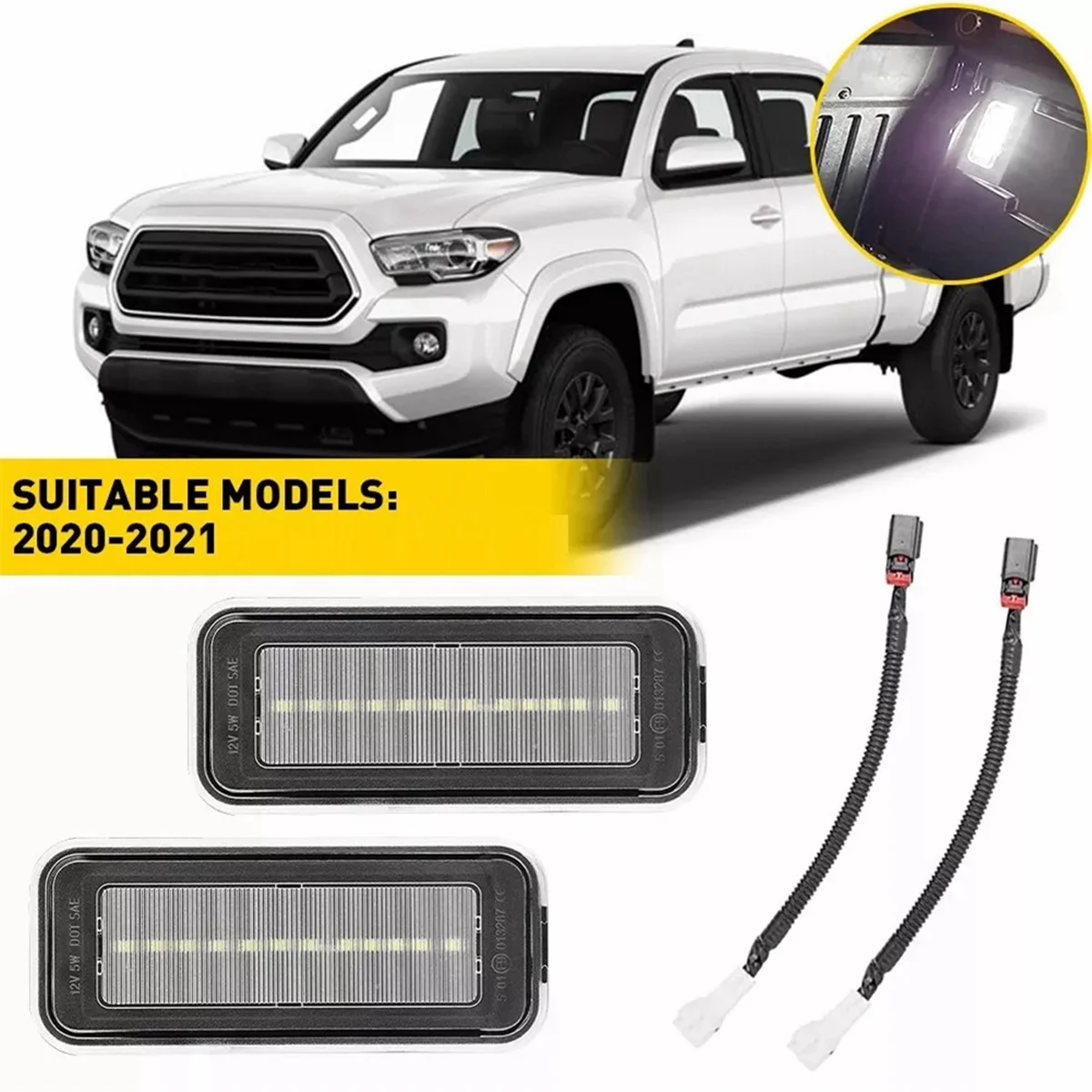 2 Pcs White LED Rear Trunk Bed Light for Toyota Tacoma 2020-2021 PT857-35200