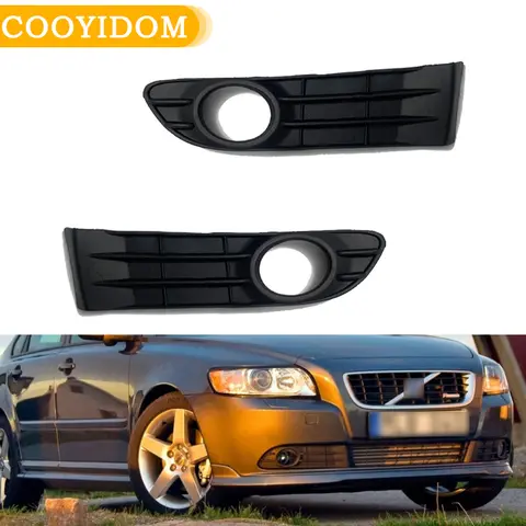 Front Bumper Foglamp Grille For Volvo S40 2008 2009 2010 2011 2012 30744919 30744920 Fog Light Cover Shade Grill Headlight Bezel