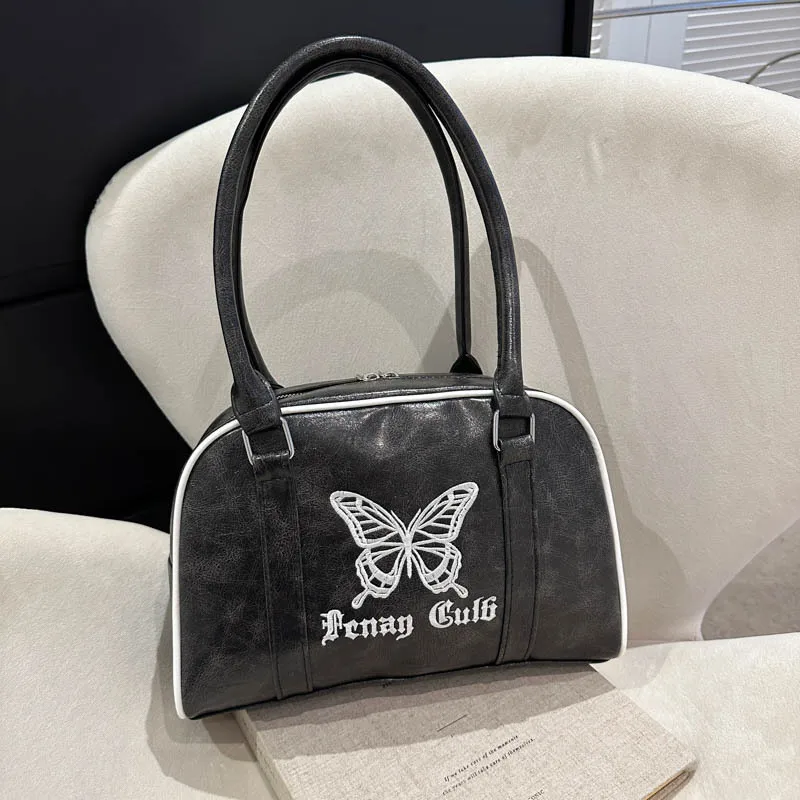 Bolso de hombro de mano Retro de mariposa para mujer, bolso de hombro de gran capacidad versátil, moda coreana