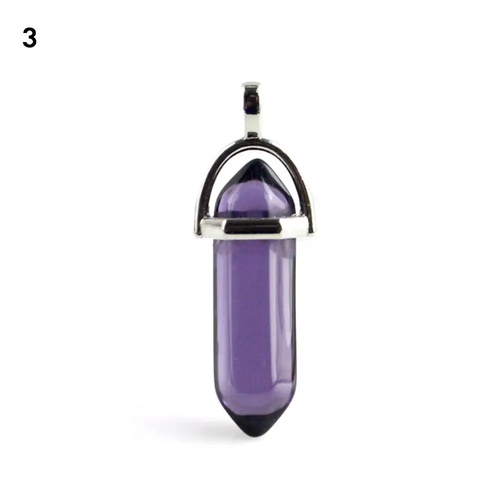 1PC Natural Stone Lapis Opal Green Purple Crystal Stone Hexagonal Column Pendant Fashion Necklace Decorative DIY Jewelry