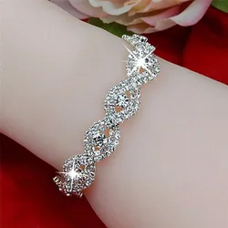 Fashion Elegant Jewelry Infinity Rhinestone Bangl Deluxe Crystal Bracelet for Women Birthday Gift Wedding Jewelry Accessories