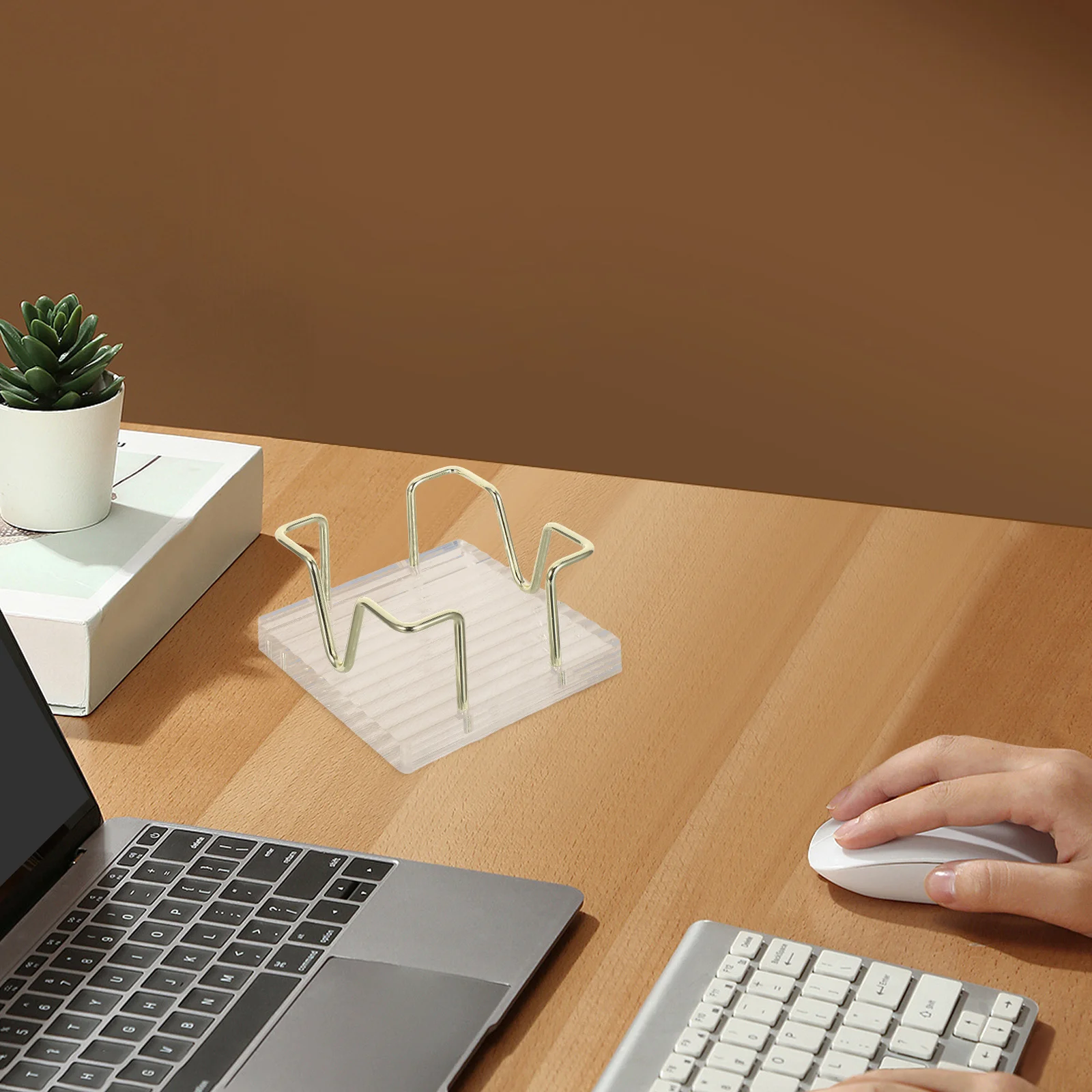 Desk Note Pad Holder Acrylic Memo Stand Desktop Notepad Organizer Paperclip Holder Office Memo Pad Container Storage Organizer