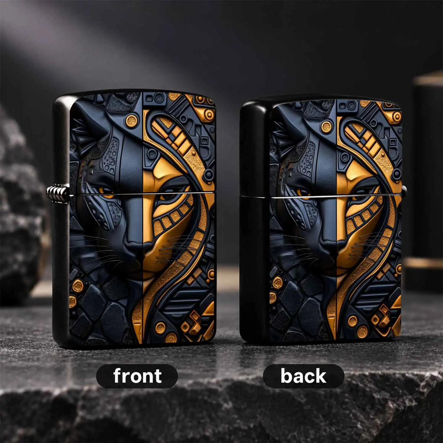 Creative Embossed Two-Tone Panther Pattern Lighter, Suitable For Daily Outings, Outdoor Camping, Gatherings, Commuting And Other Scenarios, Exquisite Craftsmanship, Ideal Gifting Choice, Portable Trendy Practical Item That Highlights Unique