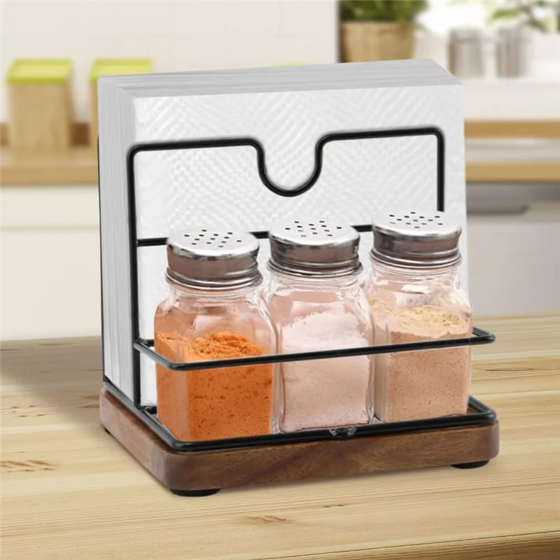 A84E-For Salt And Pepper Shakers Napkin Salt And Pepper Holder For Table,Metal Napkin Holder