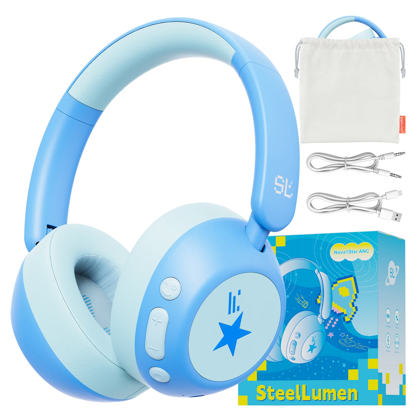 Kopfhörer mit aktiver Geräuschunterdrückung für Kinder, Kleinkinder, Bluetooth 6.0, 70 Stunden Spielzeit, ANC, kabellose Kopfhörer für Reisen und Flugzeug – Detail 13