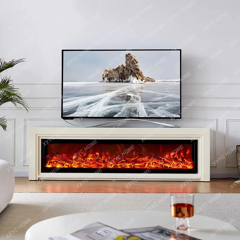 Lfireplace decorative cabinet solid wood home villa living room cream wind simulation flame electric heating