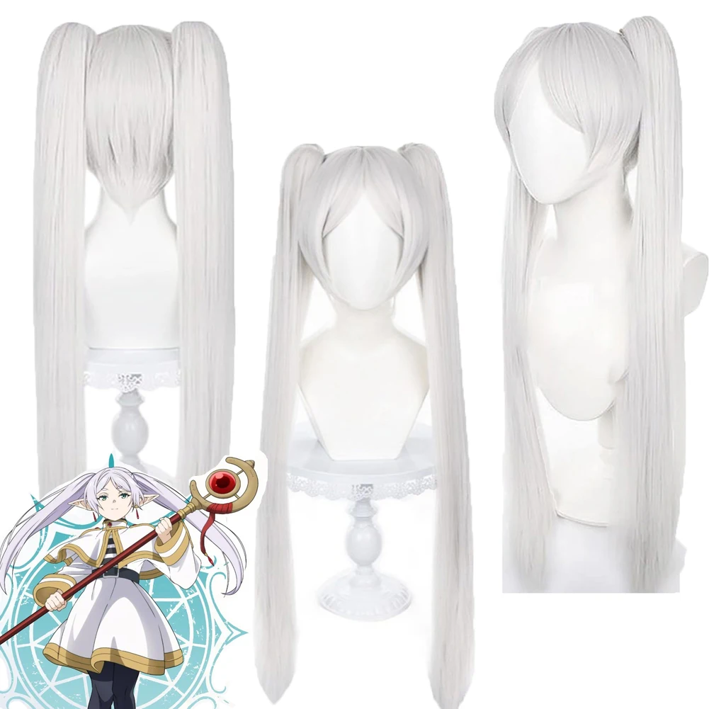 Anime Cos Frieren Cosplay Accessories Fantasy Wig Heat Resistant Synthetic Carnival Halloween Party Prop For Adult Girl Roleplay