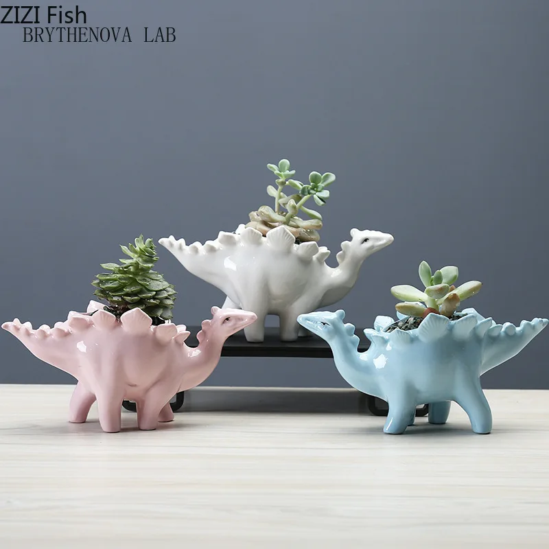 Creative Cartoon Animal Flower Pot Dinosaur Swordback Dragon Flower Color Arrangement Vase Home Decoration Ornaments