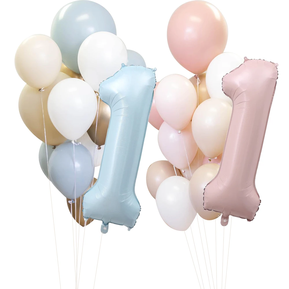 Rosa Blau Serie Latex Ballon Set Nummer/Herz Folienballons Babyparty Kinder Alles Gute zum Geburtstag Party Dekoration Partyzubehör