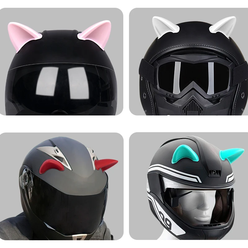 Helmet Cat Ears Decoration Motorcycle Electric Car Driving Styling Cute Cat Ears Stickers Decor Helmet Accessories Universal