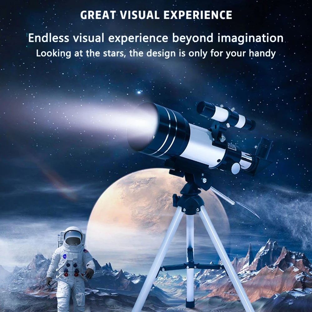 تلسكوب فلكي احترافي F30070 أحادي العين 150 مرة تكبير عالي الدقة للرؤية الليلية رؤية القمر ستار مراقبة النجوم تلسكوب خارجي