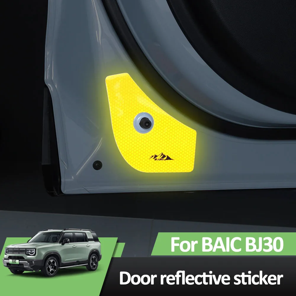 

4 шт. для BAIC BJ30 2024 2025 специальная светоотражающая предупреждающая наклейка на дверь, аксессуары для интерьера, этикетка-напоминание, декоративная наклейка
