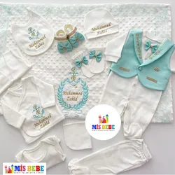 Baby Boy Personalize Newborn Clothing 12-pcs Hospital Outlet Custom Fabric Antibacterial Babies Healthy Safe Outfit Sets Dresses