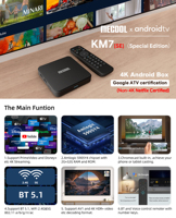 【For DDP】MECOOL KM7 SE 2GB 32GB Android TV BOX Amlogic AV1 Google Certified Chromecast Hebrew Portuguese Voice Control