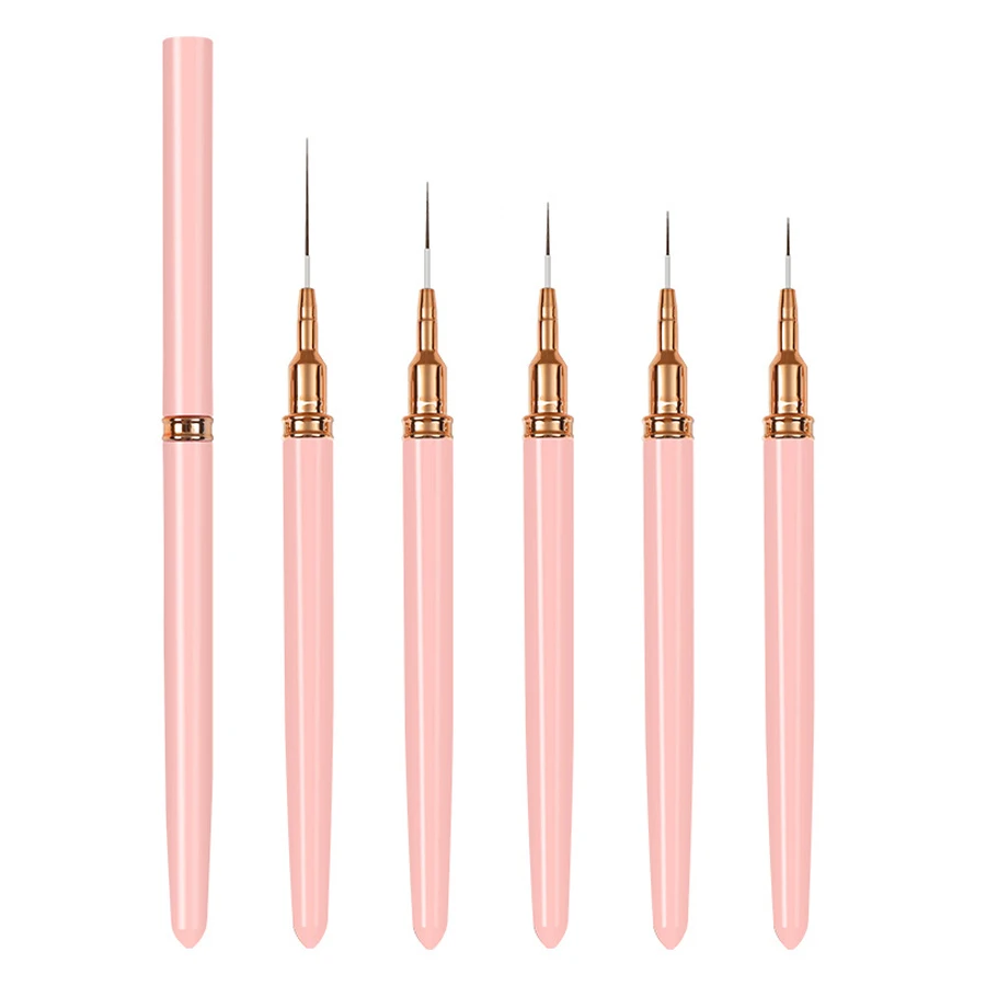 5-teiliges Nail Art Liner-Pinsel-Set für Acryl-Gel-Nagellack, französische Streifen, Strichlinienmalerei, Zeichnung, Blumenstift, Maniküre-Werkzeug – Detail 9