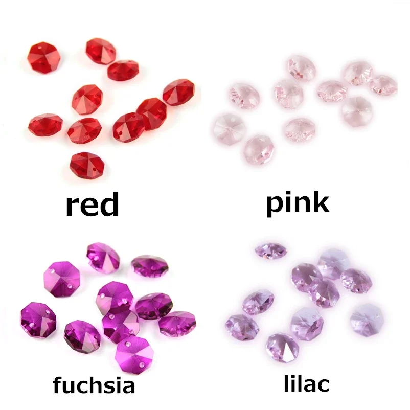 100pcs/1000pcs 14mm 1 Hole/2 Holes Glass Octagon Prism Beads For Crystal Chandelier Parts - view 4