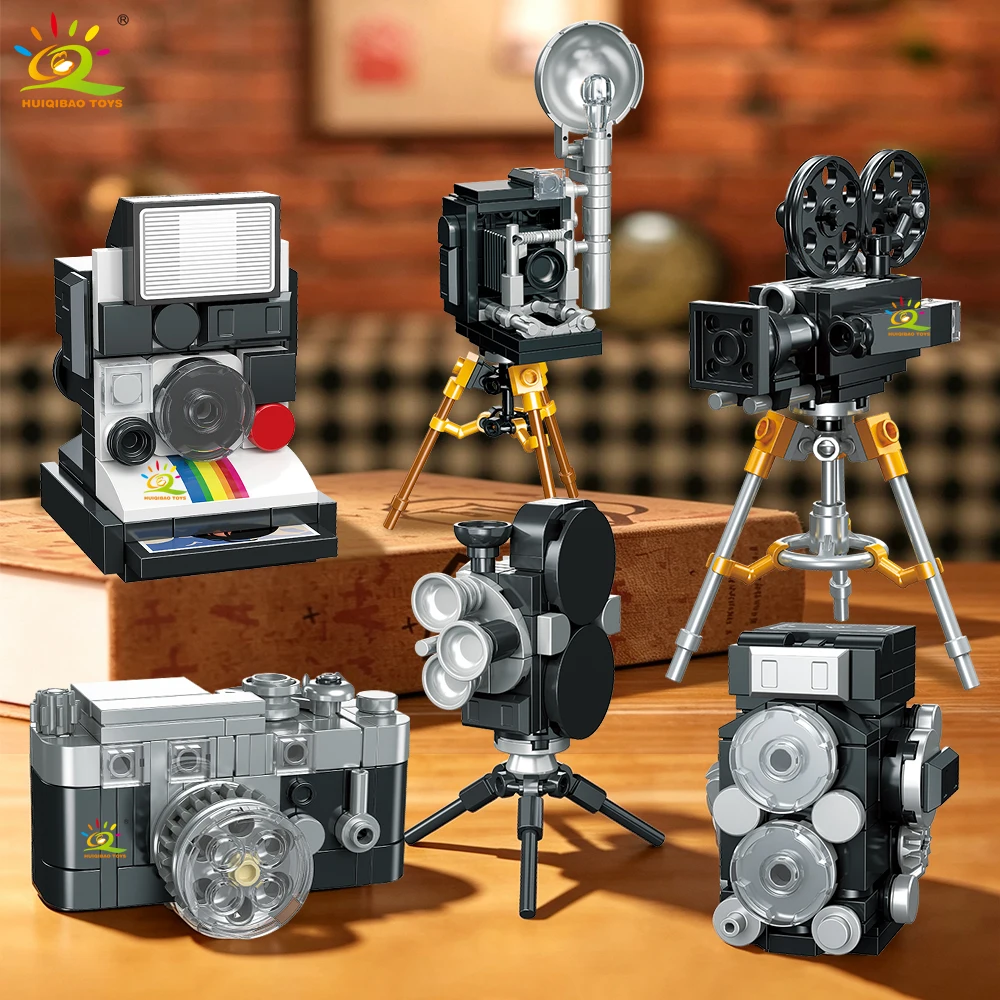 Vintage Camera Movie Projector Building Blocks MOC Assemble Retro Video Camera Brick Model Home Desktop Decor, Birthday Holiday